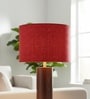 12-Inch Red Jute Fabric Drum Lampshade