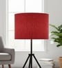 12-Inch Red Jute Fabric Drum Lampshade