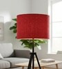 12-Inch Red Jute Fabric Drum Lampshade