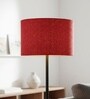 12-Inch Red Jute Fabric Drum Lampshade