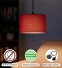 12-Inch Red Jute Fabric Drum Pendant Light, Modern Hanging Ceiling Lamp