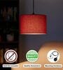 12-Inch Red Jute Fabric Drum Pendant Light