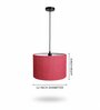 12-Inch Red Jute Fabric Drum Pendant Light, Modern Hanging Ceiling Lamp