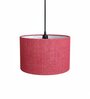 12-Inch Red Jute Fabric Drum Pendant Light