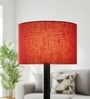 12-Inch Red Texture Fabric Drum Lampshade