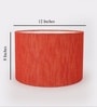 12-Inch Red Texture Fabric Drum Lampshade