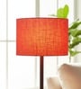 12-Inch Red Texture Fabric Drum Lampshade