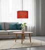 12-Inch Red Texture Fabric Drum Pendant Light
