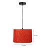 12-Inch Red Texture Fabric Drum Pendant Light, Modern Hanging Ceiling Lamp