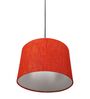 12-Inch Red Texture Fabric Drum Pendant Light, Modern Hanging Ceiling Lamp