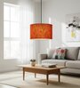 12-Inch Red Texture Fabric Drum Pendant Light