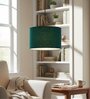 12-Inch Teal Fabric Drum Pendant Light, Modern Hanging Ceiling Lamp