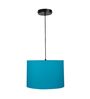 12-Inch Teal Fabric Drum Pendant Light, Modern Hanging Ceiling Lamp