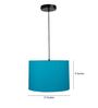 12-Inch Teal Fabric Drum Pendant Light, Modern Hanging Ceiling Lamp