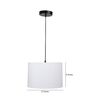 12-Inch White Fabric Drum Pendant Light, Modern Hanging Ceiling Lamp