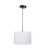 12-Inch White Fabric Drum Pendant Light, Modern Hanging Ceiling Lamp
