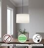 12-Inch White Fabric Drum Pendant Light
