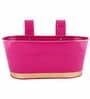 12 Inches Oval Rectangular Pink Metal Planter