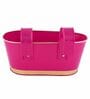12 Inches Oval Rectangular Pink Metal Planter