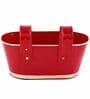 12 Inches Oval Rectangular Red Metal Planter