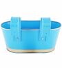 12 Inches Oval Rectangular Sky Blue Metal Planter