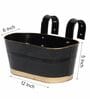 12 Inches Oval Rectangular Set of 3 Black Metal Planter
