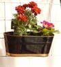 12 Inches Oval Rectangular Set of 3 Black Metal Planter