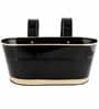 12 Inches Oval Rectangular Set of 3 Black Metal Planter