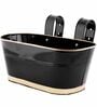 12 Inches Oval Rectangular Set of 3 Black Metal Planter