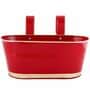 12 Inches Oval Rectangular Set of 3 Red Metal Planter