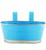 12 Inches Oval Rectangular Set of 3 Sky BlueMetal Planter