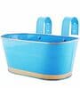 12 Inches Oval Rectangular Set of 3 Sky BlueMetal Planter