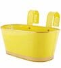 12 Inches Oval Rectangular Set of 3 Yellow Metal Planter