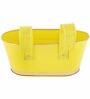 12 Inches Oval Rectangular Set of 3 Yellow Metal Planter