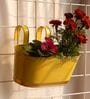 12 Inches Oval Rectangular Set of 3 Yellow Metal Planter
