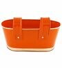 12 Inches Oval Rectangular Set of 6 Orange Metal Planter
