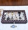 Brown 12 Slot Watch Display Box Case Organiser With Glass Top