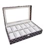 Brown 12 Slot Watch Display Box Case Organiser With Glass Top