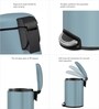 Titanium Blue 12L Bathroom Trash Can with Lid Soft-Close Pedal Bin