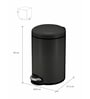 Black 12L Bathroom Trash Can with Lid Soft-Close Pedal Bin