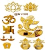 12Pcs Ganesha Om Swastik Acrylic Golden Mirror Look Self Adhesive Stickers