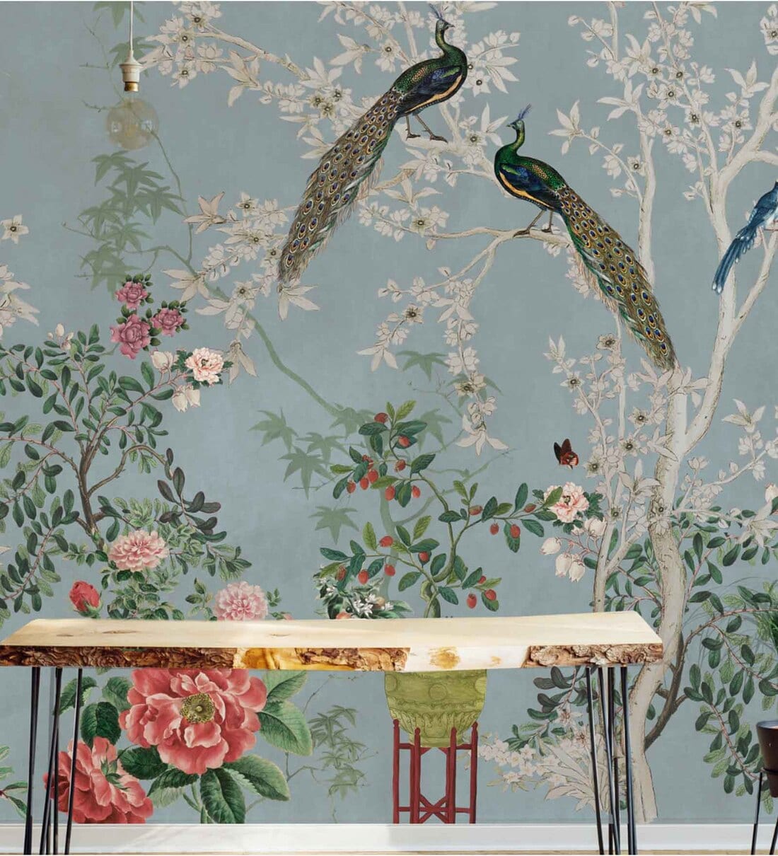 Chinoiserie Wallpaper Apple Green | Dunelm