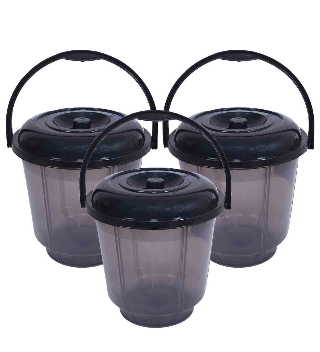 Buy 13 Ltrs Black Plastic Bucket (Set of 3) By Kuber Industries at 42