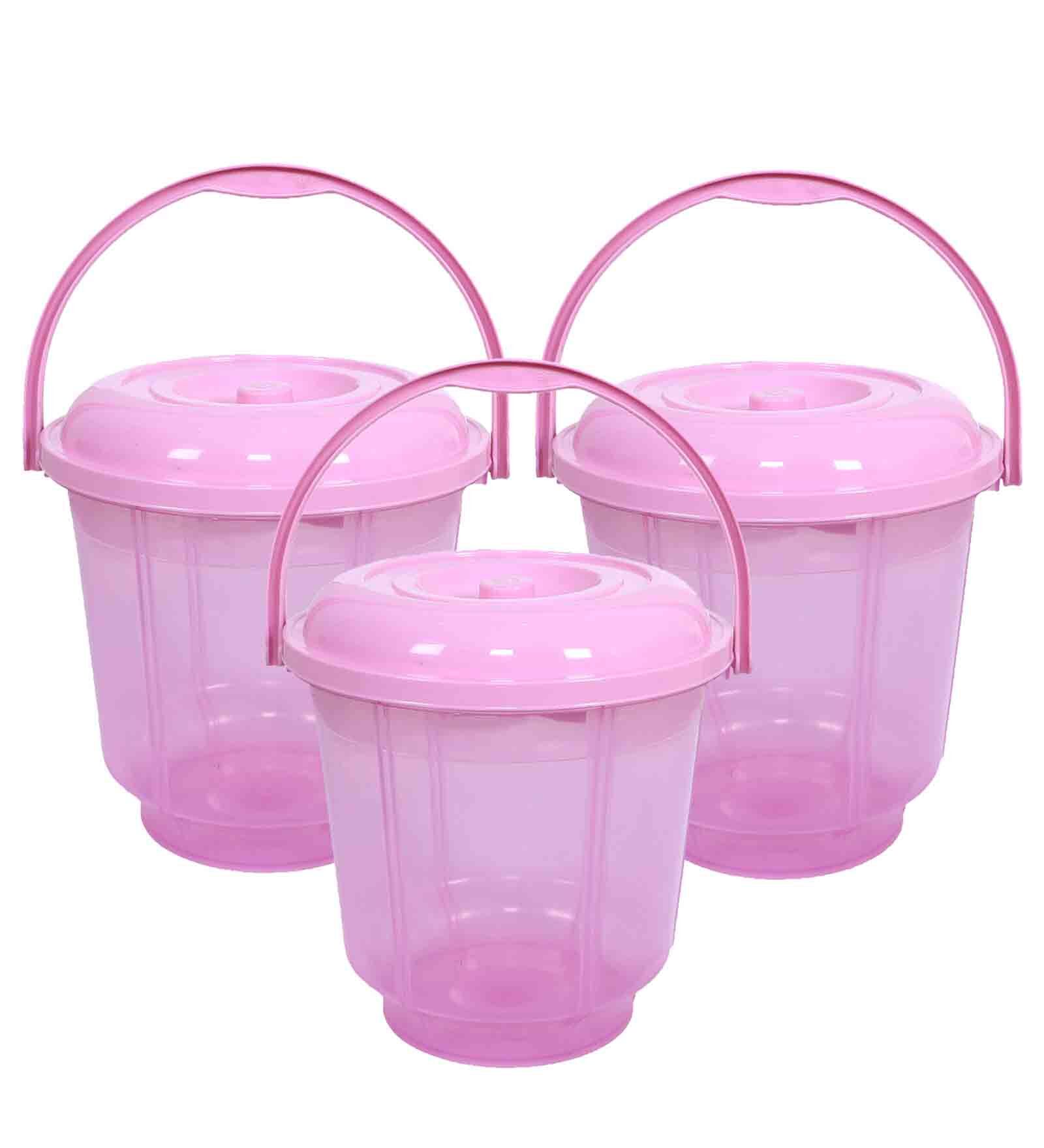 13 Ltrs Pink Plastic Bucket (Set of 3)