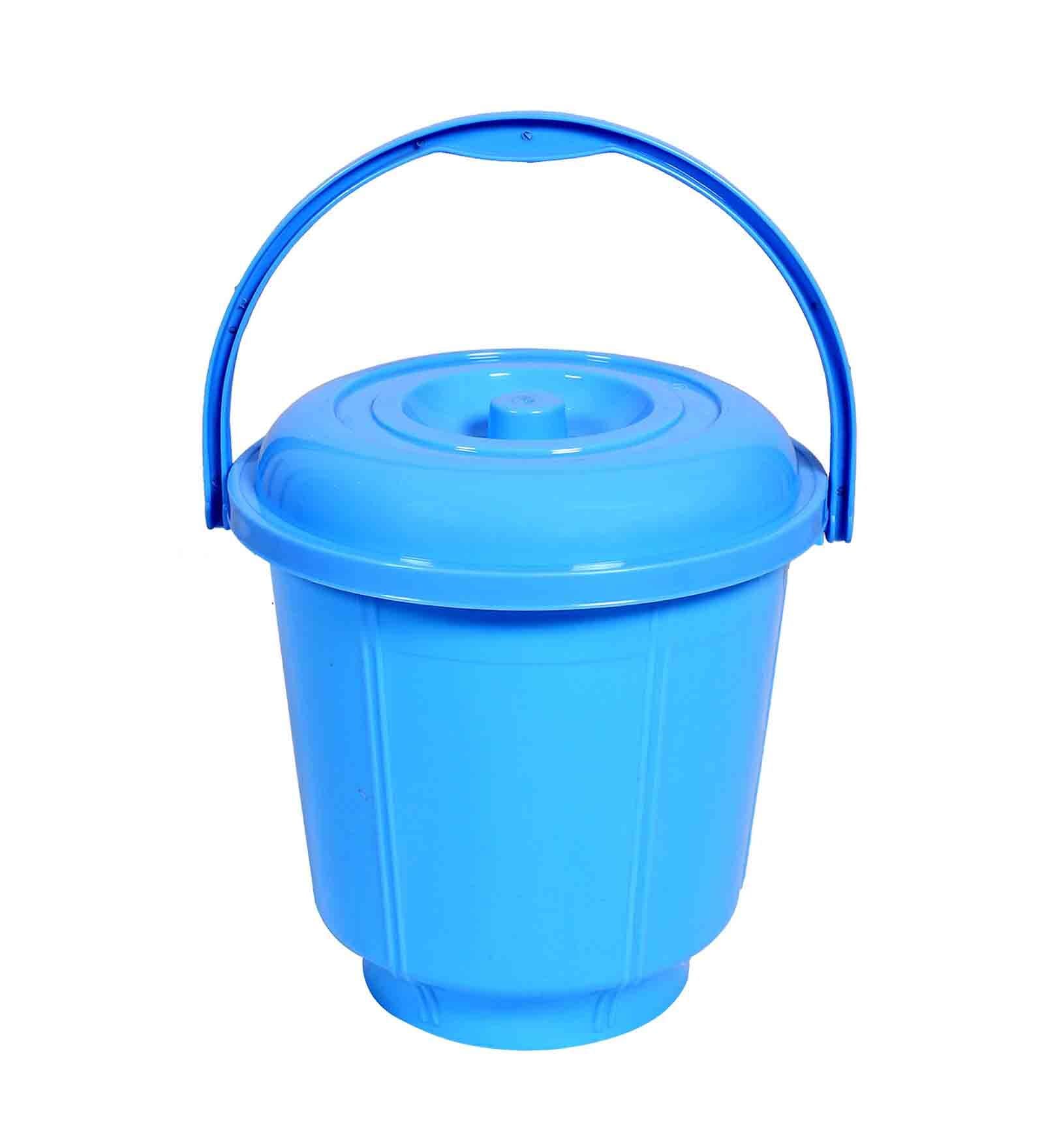 13 Ltrs Sky Blue Plastic Bucket with Lid