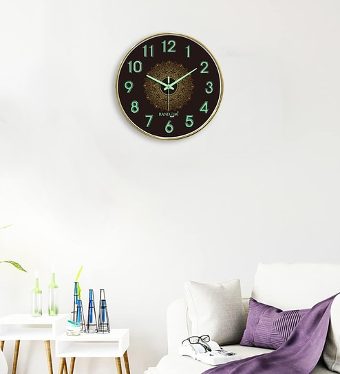 random Green Mandala Wall Clock With Gold Frame (13 Inch)-picture-37