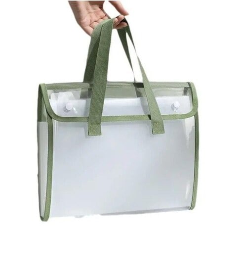 13 Pocket A4 Expanding File Folder with Handle Plastic Organizer (Clear)