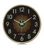 Green Mandala Wall Clock With Gold Frame (13 Inch)