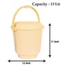 13 Ltrs Cream Plastic Bucket with Lid (Set of  2)