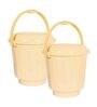 13 Ltrs Cream Plastic Bucket with Lid (Set of  2)